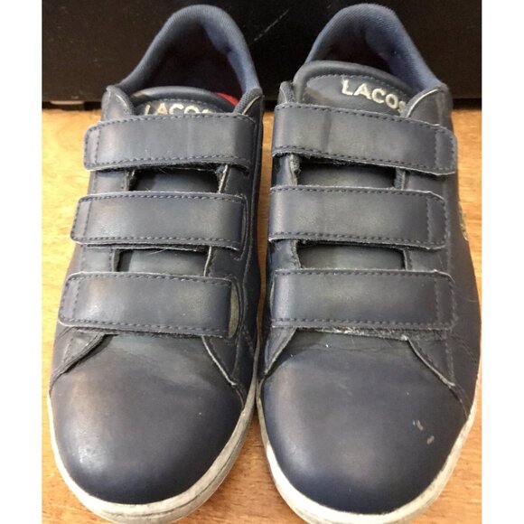 Lacoste Size 4 Blue Alligator Logo Straps Boys Shoes Sneakers Hook & loop EUC - Picture 3 of 9